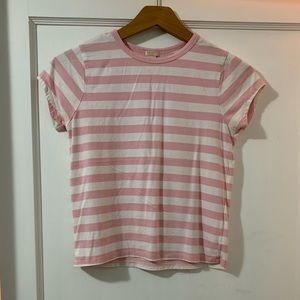 pink and white striped crop top